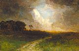 Edward Mitchell Bannister Canvas Paintings - landscape, man on horse